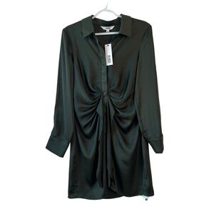 BB Dakota Steve MaddenTie Waist Long Sleeve Satin Green Dress NWT Sz S Party